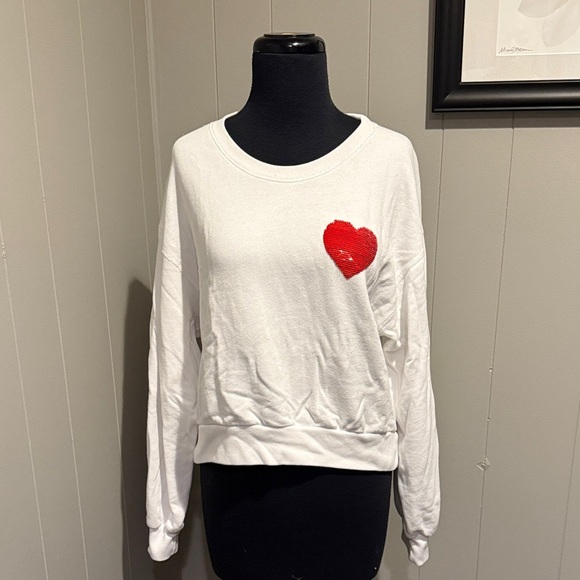 Abercrombie & Fitch Sweaters - Abercrombie & Fitch Women’s Small White Sweater with Red Sequin Heart